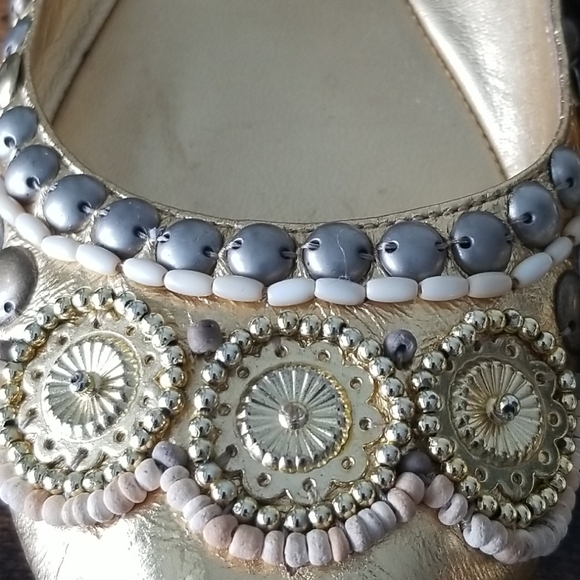 Gold ballet beaded shoes, - Picture 5 of 8